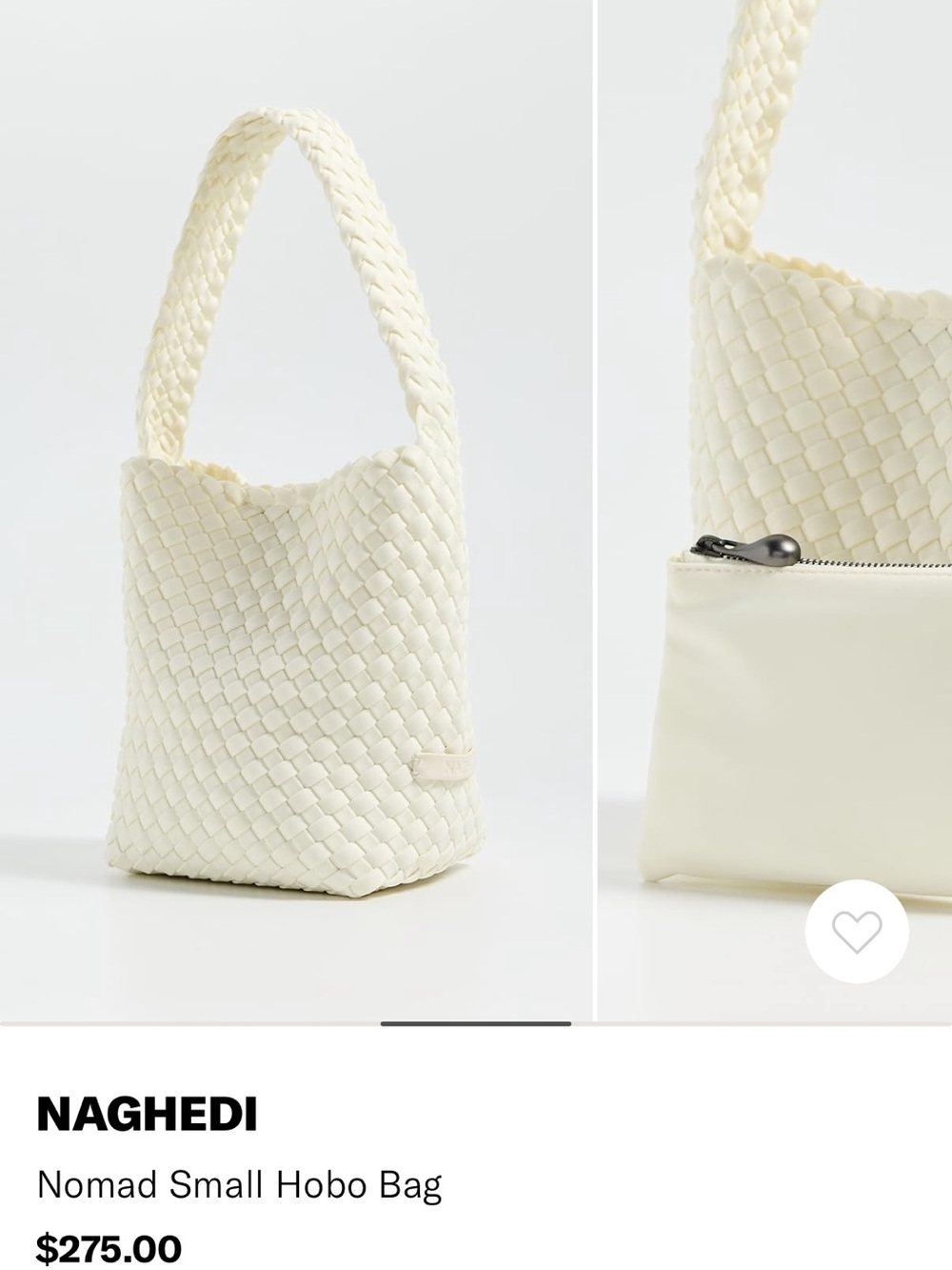Naghedi Cream Woven Nomad Small Hobo Bag